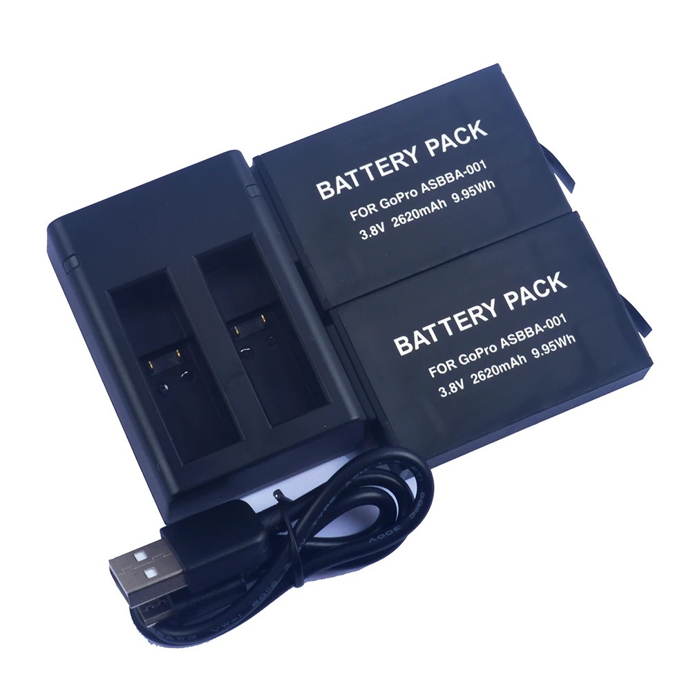 

ASBBA-001 Battery For Gopro ASBBA-001 Batteries Gopro Fusion 360-Degree Action Camera Dual USB Charger