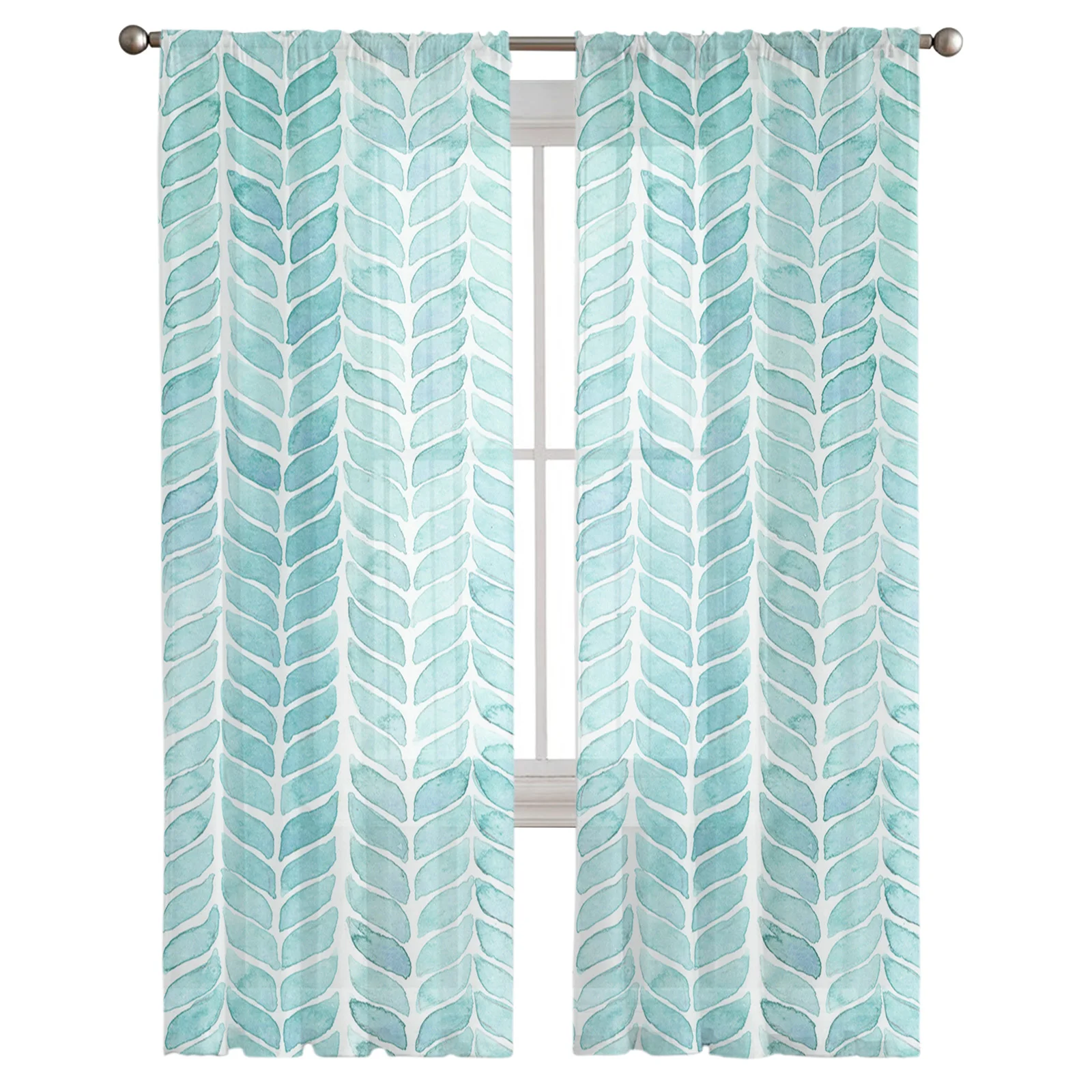 Синие акварельные прозрачные шторы оконные для гостиной спальни жалюзи детской