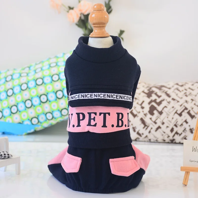 Осенне зимняя теплая одежда для собак Цвет синий серый Размеры S xl Одежда