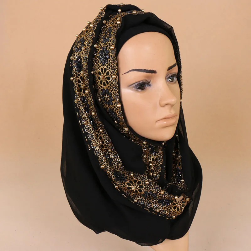 

2020 new malaysia women muslim chiffon hijab scarf with diamonds femme musulman glitter headscarf islamic hijab shawls wraps