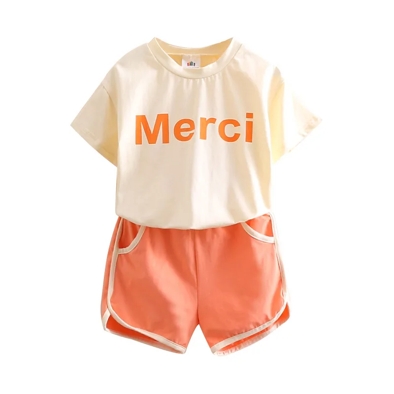 

Baby Suit 2021 Summer New Girl Children's Clothing Children's Letter Printed T-shirt Shorts
