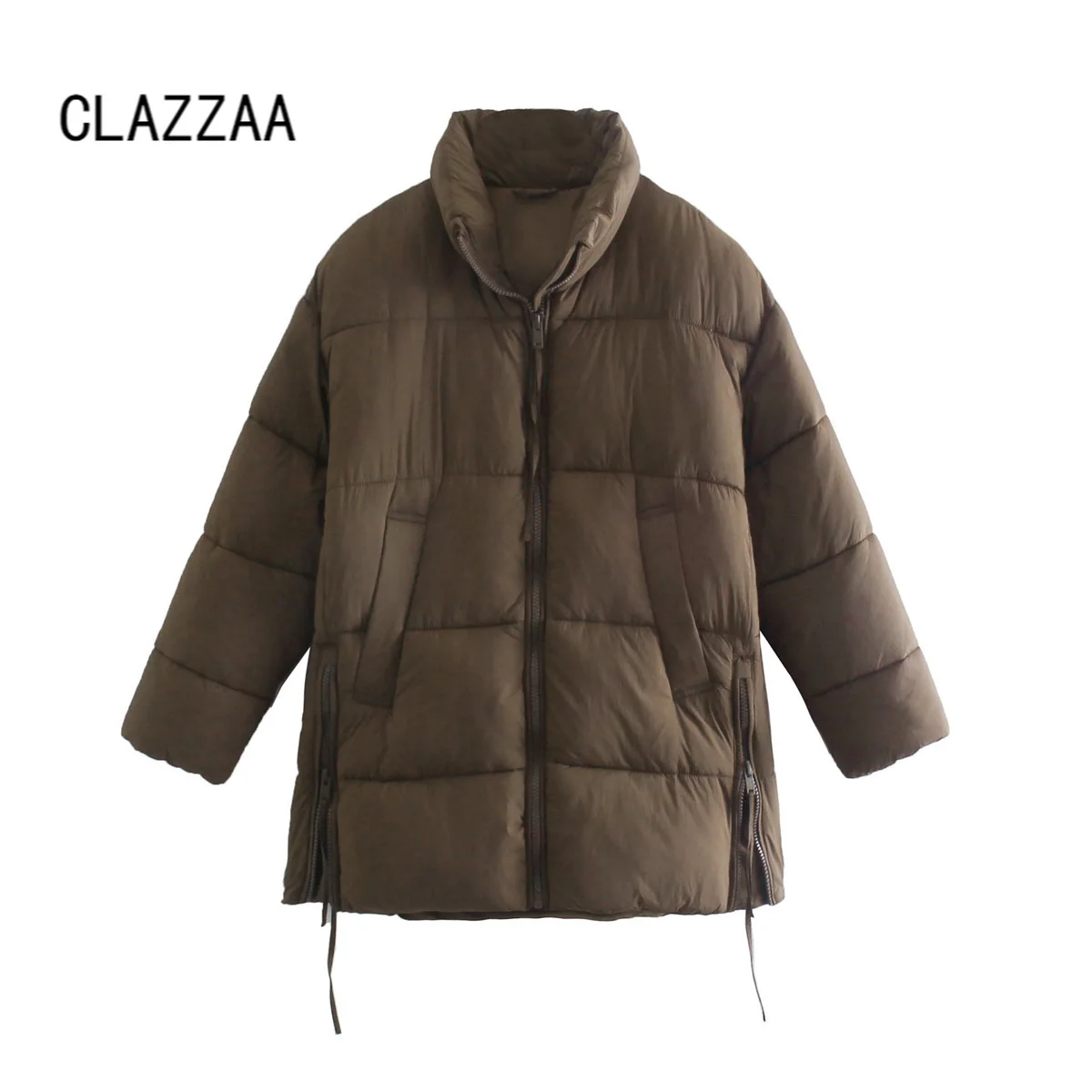 

Куртка-пуховик женская зимняя с высоким воротником и длинным рукавом