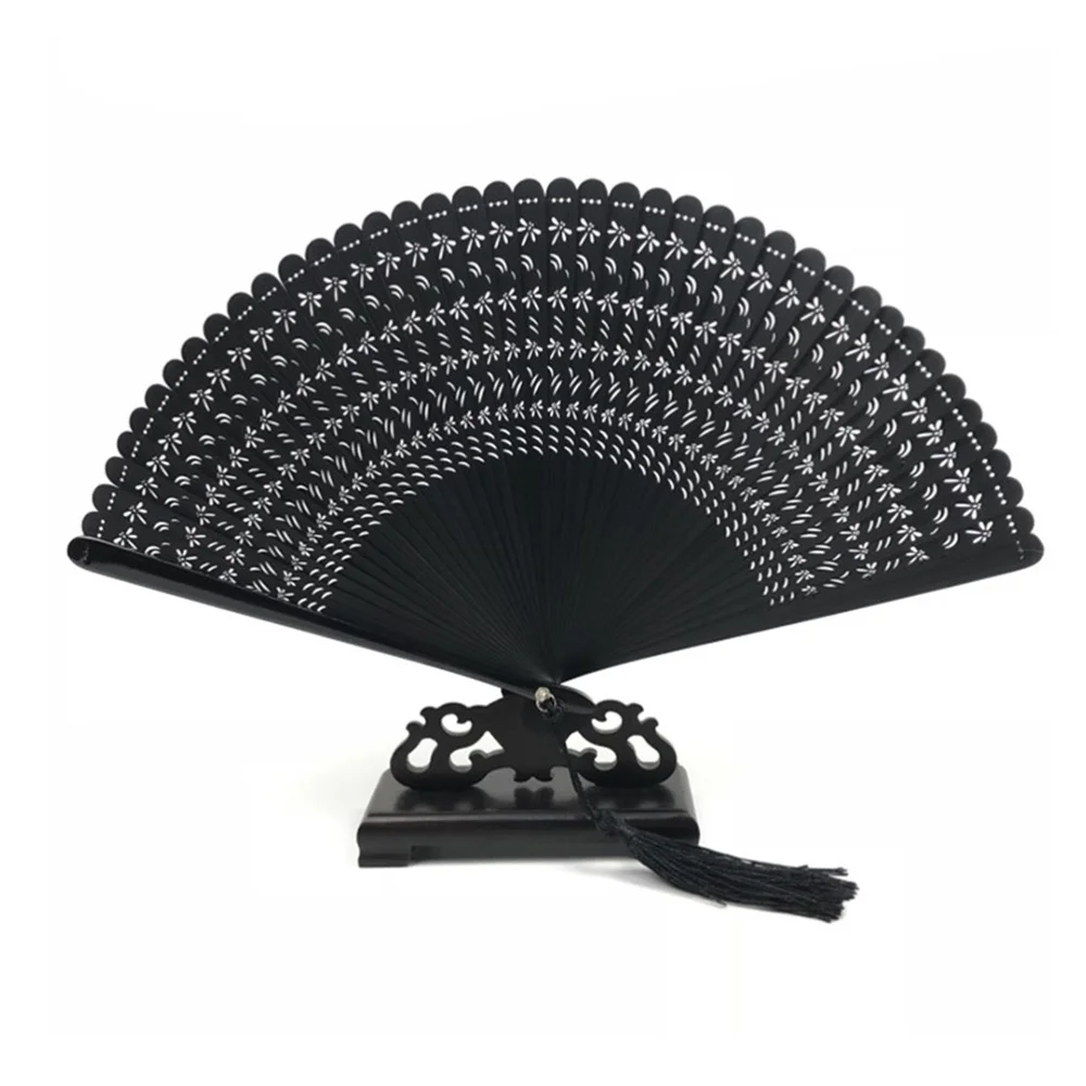 

Chinese Style Bamboo Fan Folding Fan Dance Hand Fans Elegant Gift for Ladies Black Dragonfly
