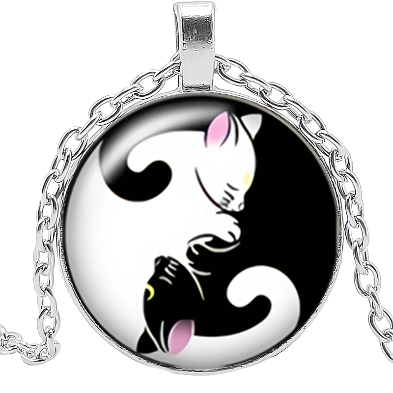 Новинка 2020 креативное ожерелье с черно белым котом Инь и Ян из мультфильма
