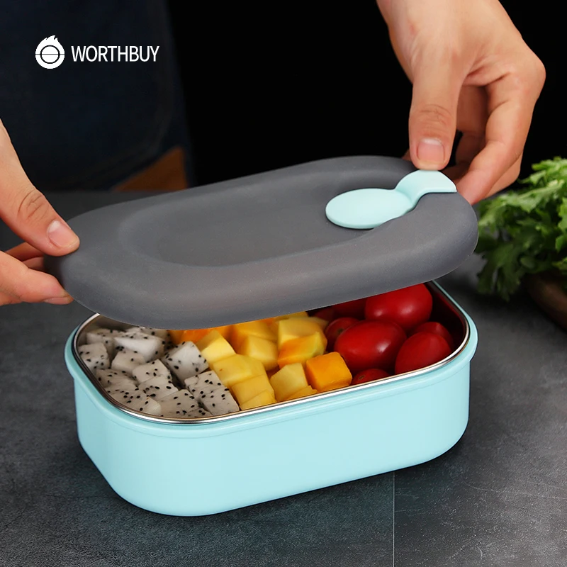 WORTHBUY, японская 304, нержавеющая сталь, Bento Box, микроволновая печь, Ланч-бокс для детей, школьная коробка для фруктов, еда, герметичный контейнер для ланча