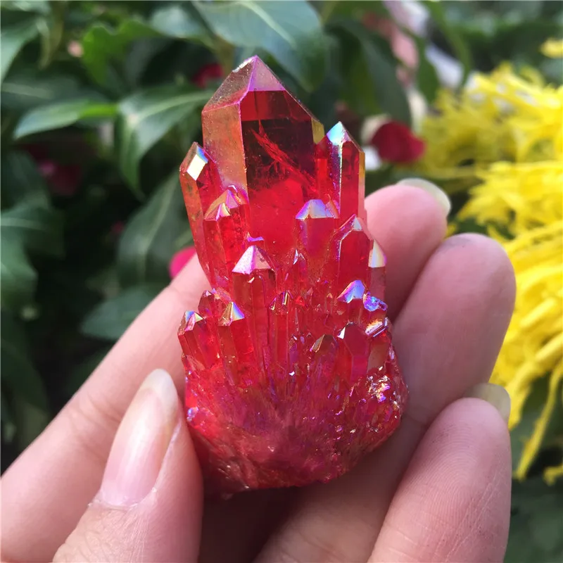 1pcs Natural crystal quartz Rare beautiful flame aura quartz crystal cluster Ore Mineral Healing Specimens Random delivery