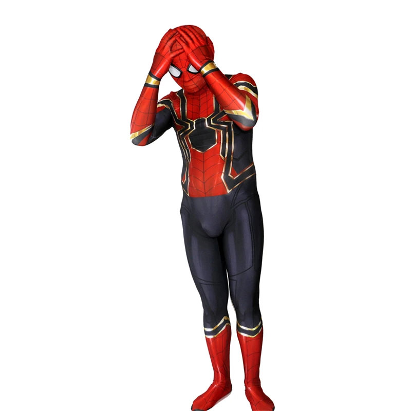 Человек паук костюм аниме для косплея зентай Железный супергерой комбинезон