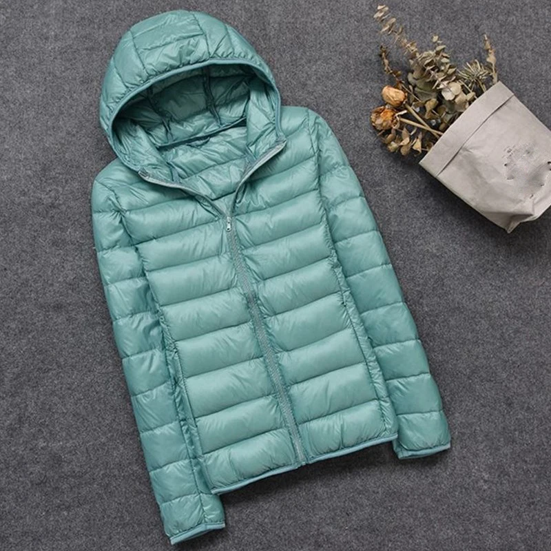 

Женский тонкий пуховик на утином пуху, ультра-светильник, короткая куртка размера плюс для осени и зимы