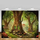 Сказка зачарованным лесом на день рождения вечерние украшения фон для фотосъемки с изображением Баннер Дети гриб лесной фон для фотосъемки