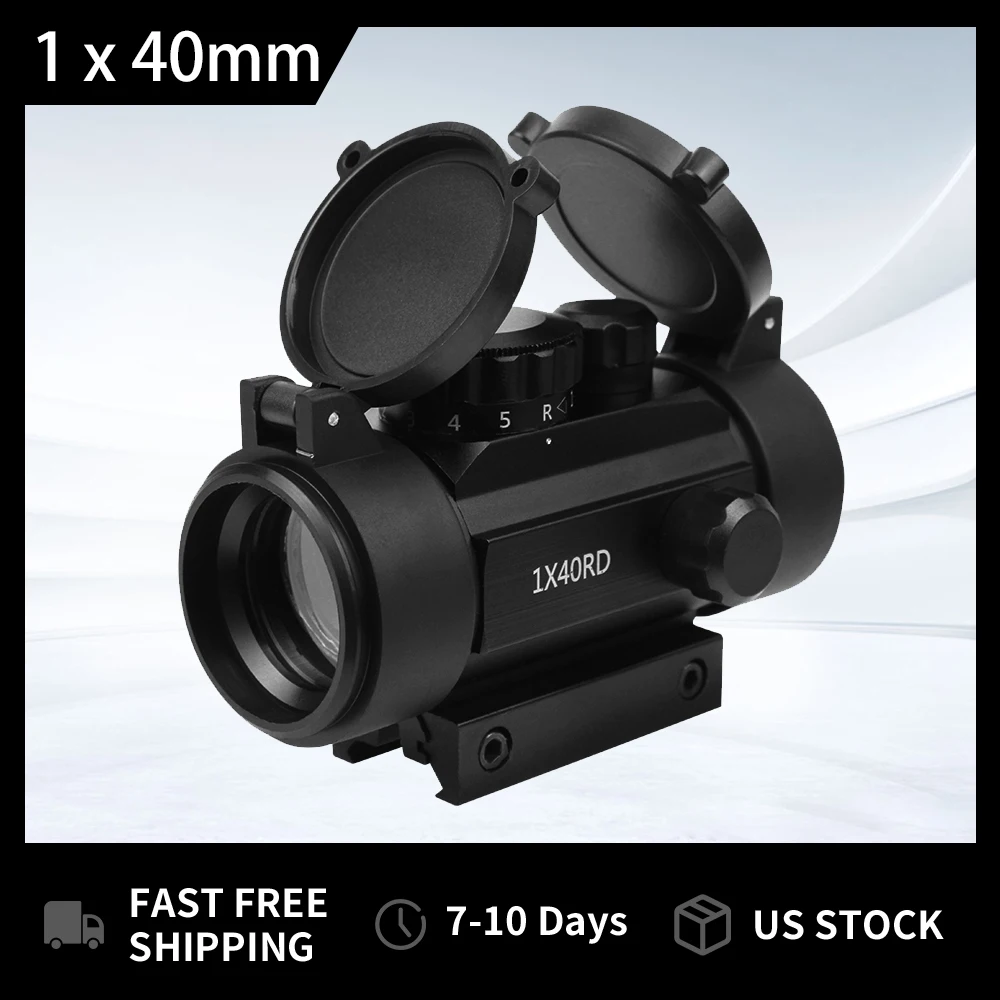 

1x40 Red Green Dot Sight Tactical Scope Reflex Sight with Lens Cap 20mm/11mm Weaver Picatinny Rail Mount