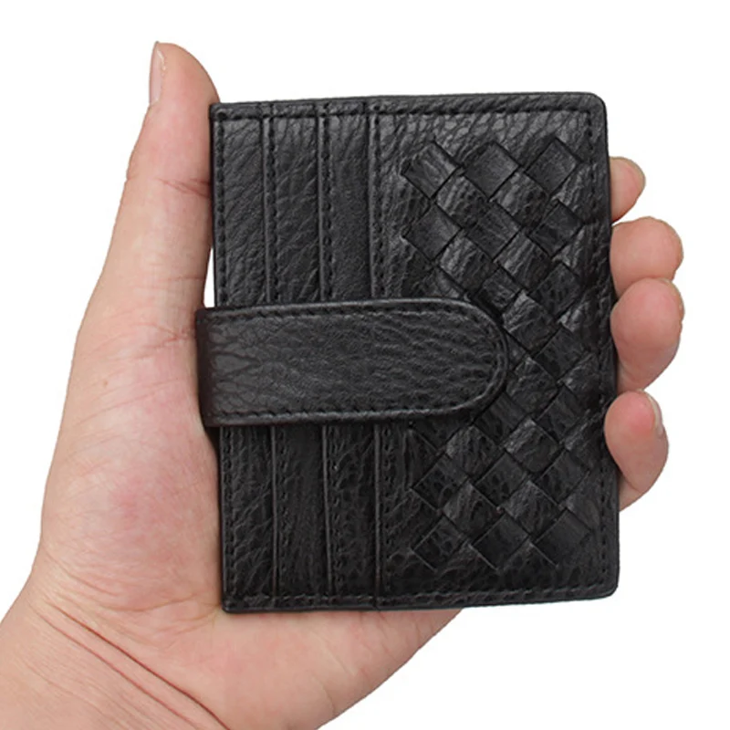 Новый женский маленький кошелек из искусственной кожи тонкий тканый чехол для