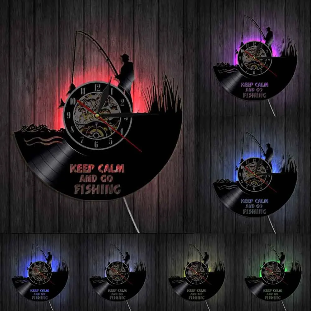 Настенные часы Keep Calm And Go для рыбалки настенные ручной работы в стиле ретро с