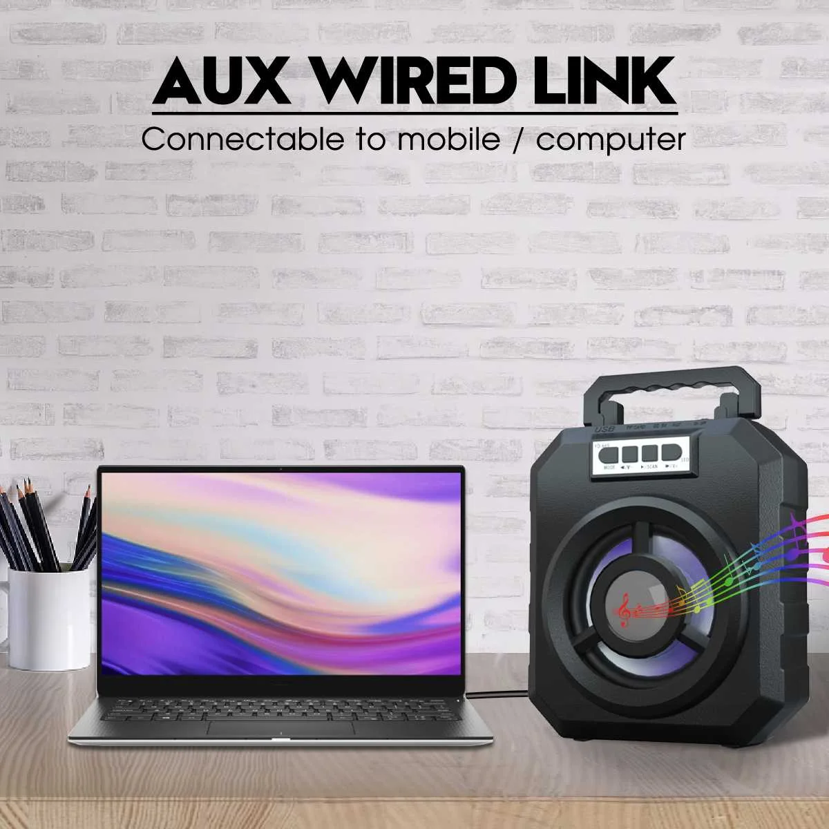 Bluetooth Колонка светодиодная портативная с поддержкой AUX FM TF карт|Портативные