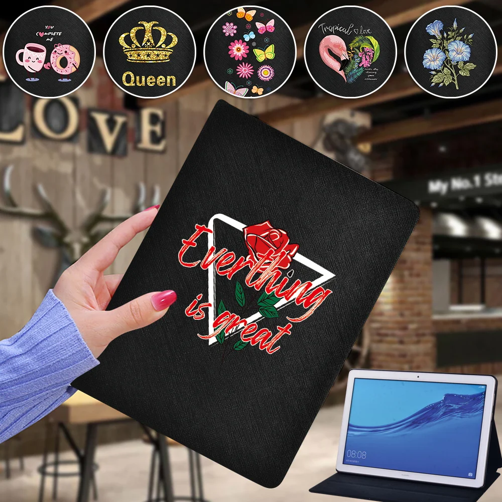 

Tablet Case for Huawei M5 Lite 8"/M5 Lite 10.1"/M5 10.8"/MediaPad T3 8.0 9.6/T5 10 10.1" Printed PU Leather Stand Cover Case