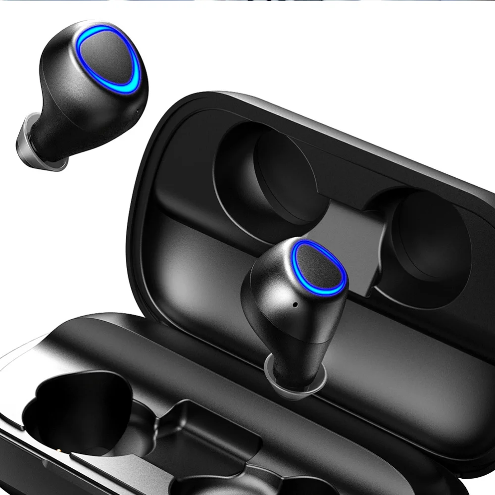 

1 Pair of 5.0 Earphones LED Wireless Earbuds Stereo Headset with Charging Case (Black)