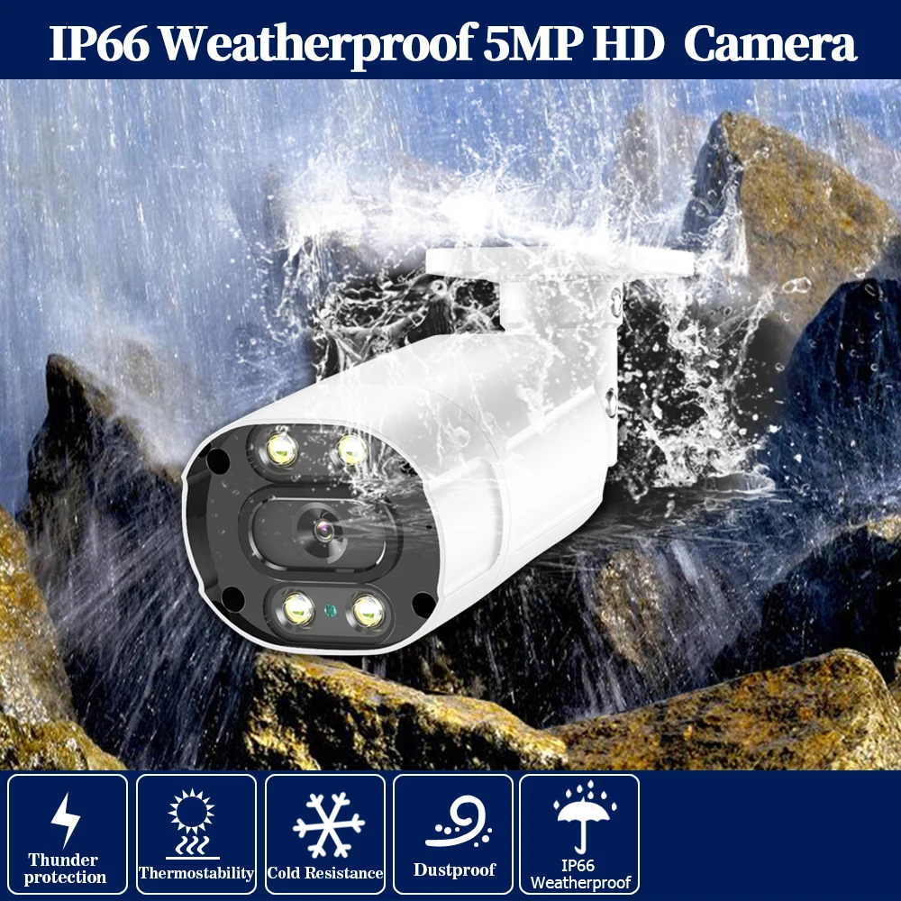 

H.265 5MP IP Camera PoE Outdoor Bullet Security Camera Two -Way Audio AI Smart Humanoid Detection Alarm XMEye ONVIF P2P