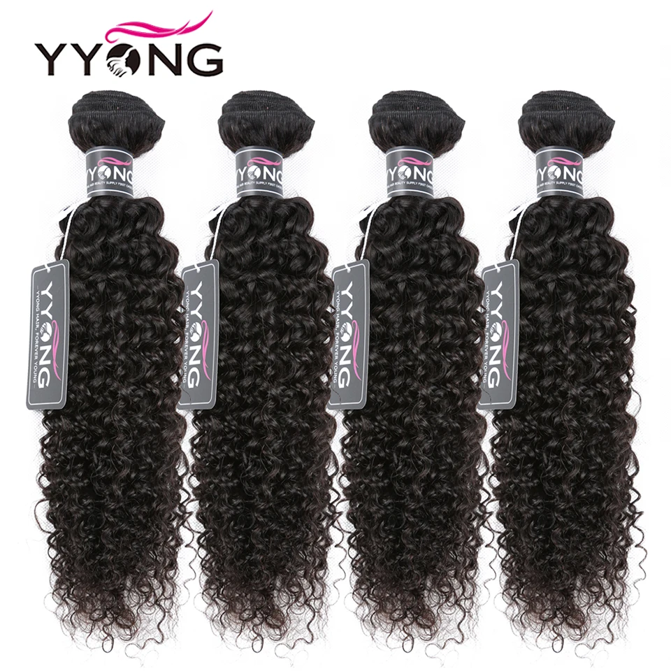 

Yyong Hair Brazilian Kinky Curly Hair 4 Bundles Deals 100% Human Hair Weave Bundles Natural Color Remy Hair 100g/Bundle