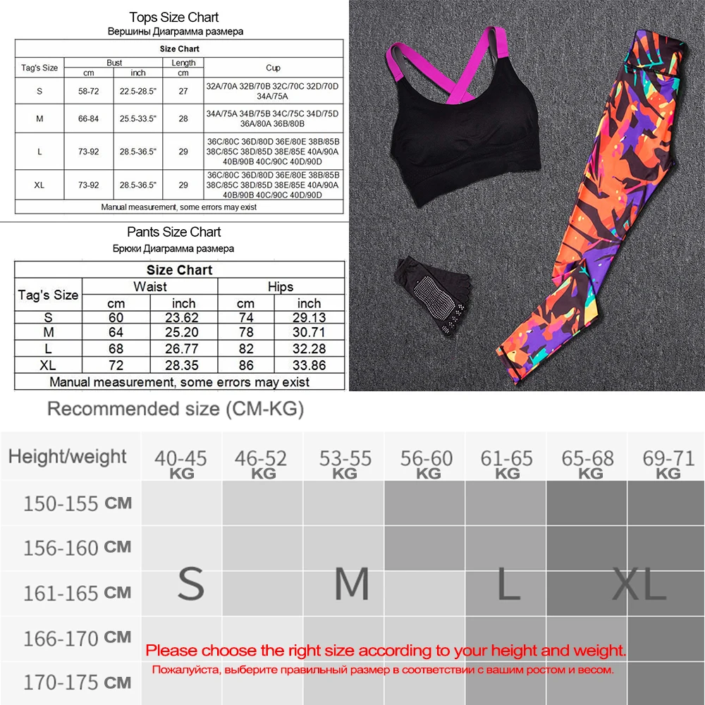 Yoga Tracksuit Set With Chest Pad for Women Sports Suits Gym Clothing Fitness Sportswear Leggings Socks Bra 3 Pcs Sports Wear