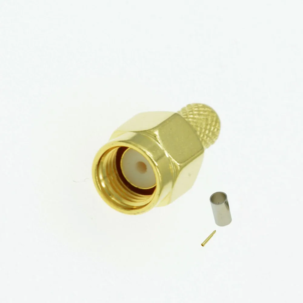 10 шт. SMA Мужской обжимной RF разъем позолоченный для кабеля RG58 LMR195 RG400 RG142|connector