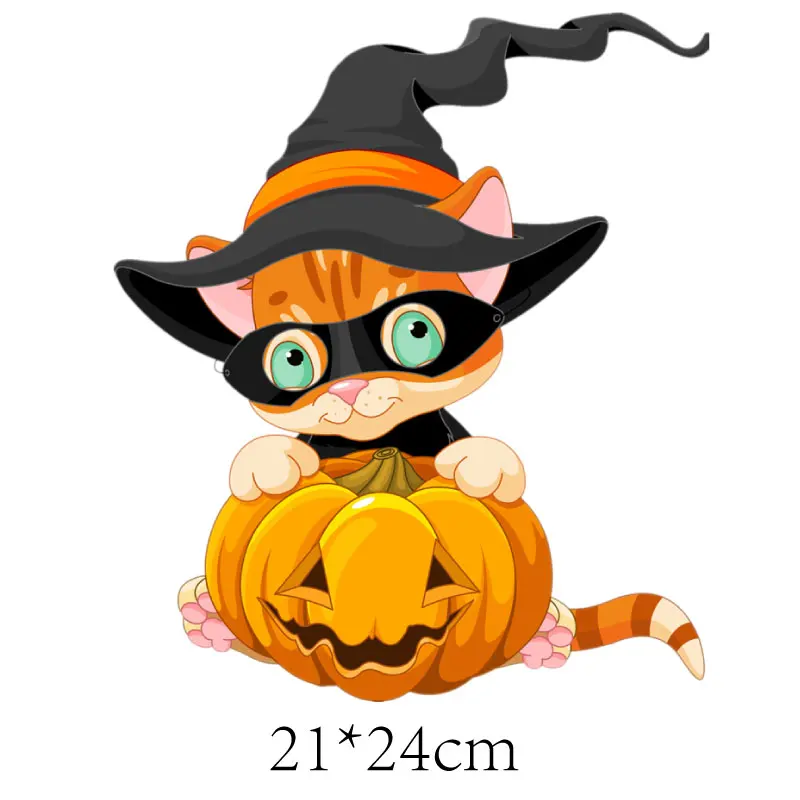 

Halloween Cute Cat Patches Thermal Stickers on Clothes Iron-on Transfers for Clothing Thermoadhesive Patch Diy Applique for Kids