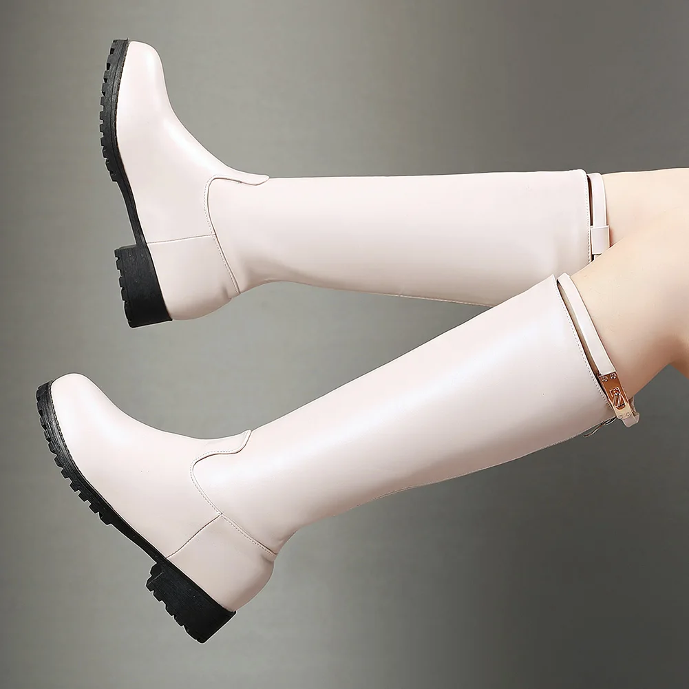 

Karinluna 2020 Hot Sale Plus Size 48 Thick Heels Mid Calf Boots Woman Shoes Comfy Warm Plush Knee High Boots Female
