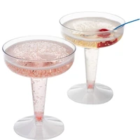 6pc disposable plastic champagne red wine glass goblet cocktail for parties wedding dessert table glitter toasting cup 4oz