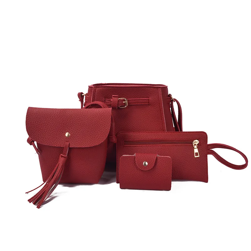 

4pcs Set Women Bag Fashion Female Purse and Handbag Four-Piece Shoulder Bag Tote Messenger Purse Bag