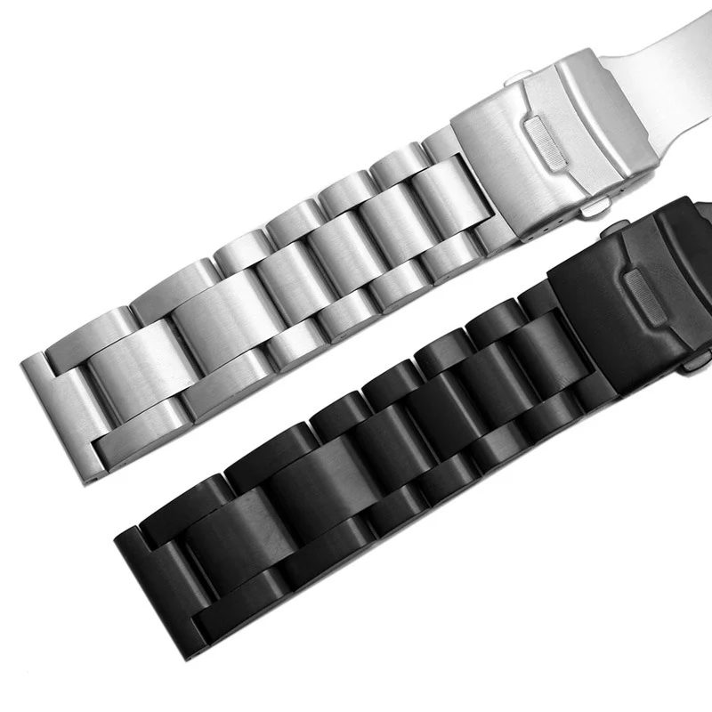 Solid Thickening 5.5mm 316L Stainless Steel Watchbands Silver 22mm 24mm 26mm Metal Watch Band Strap Wrist Watches Bracelet