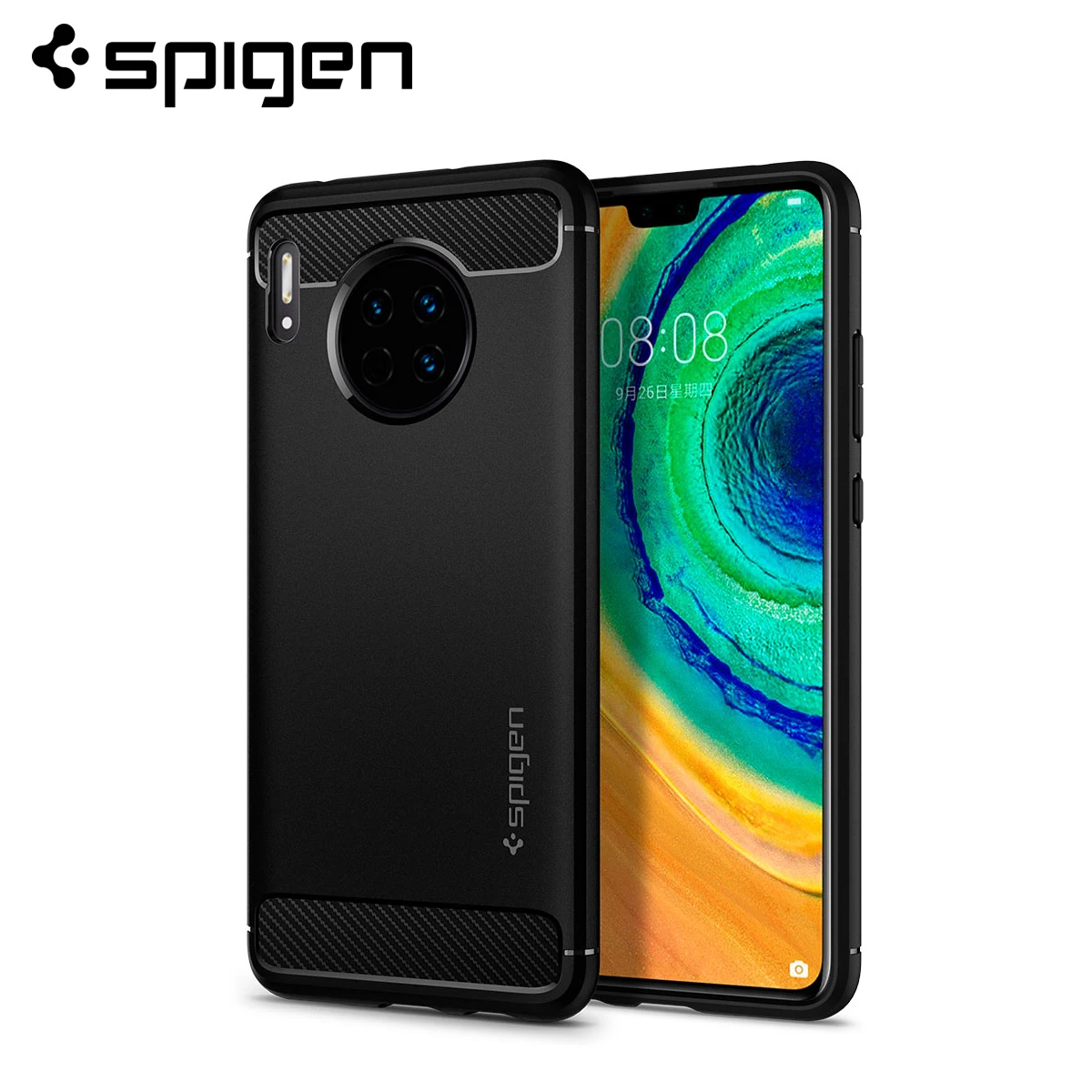 Spigen Чехол для Huawei Mate 20 / Pro 30 прочная броня матовые черные противоскользящие