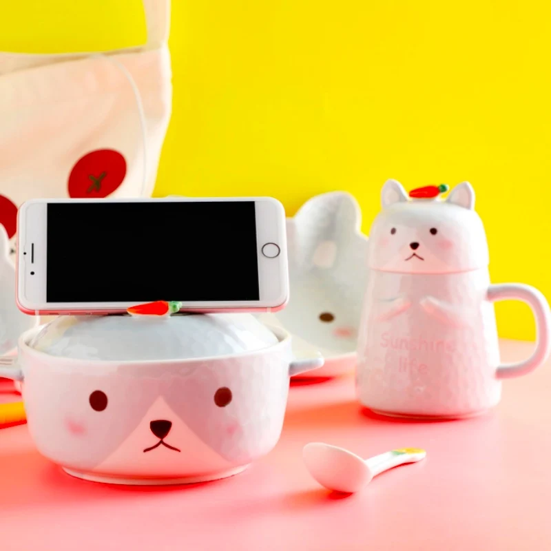 Children Cartoon Dinner Plate Dishes Plates Sets Salad Breakfast Cereal Fruit Bowl Soup Noodle Tableware Spoon | Дом и сад