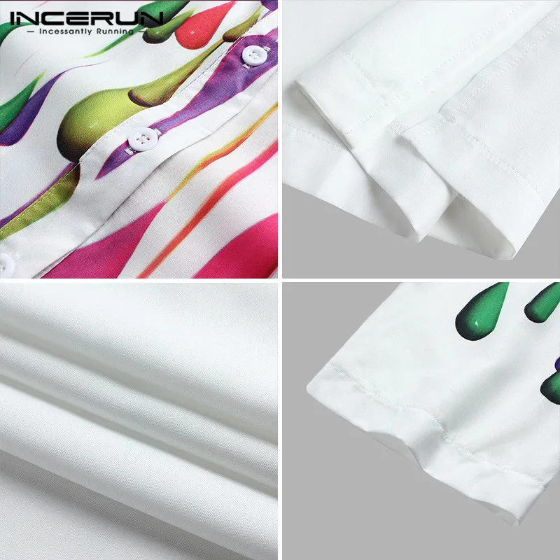 

Muslim Men Kaftan Printing Islamic Arab Jubba Thobe Long Sleeve Button O Neck Robes Dubai Saudi Arabia Men Clothes INCERUN S-5XL