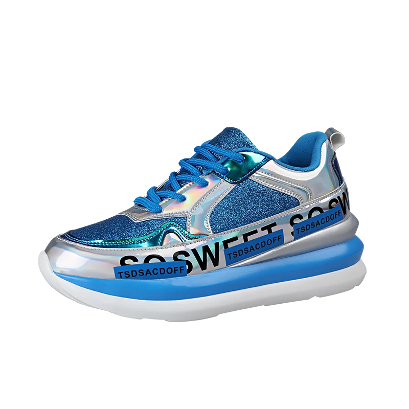 

2019 New Luxury sequin Sneakers Lace Up Flat Shoes Woman Bling sequin Color Paillette Cozy Women Shoes autumn running shoes