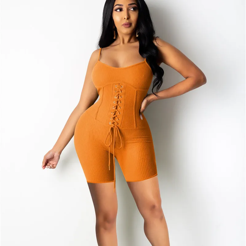 

Hirigin Women Summer Ribbed Knitted Cotton Bodysuit Line Up Corset Bustier Outwear Playsuit Home Sexy Strap Sleeveless Outfit
