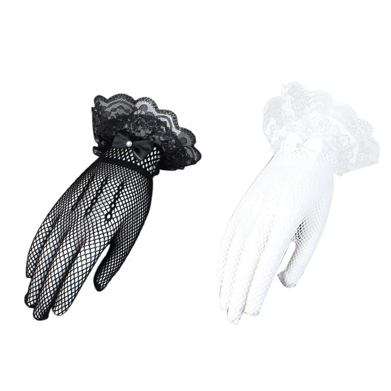 

Lolita Lace Gloves Fish Net Bowknot Party Prom Bride Wrist Mittens Gothic Gloves