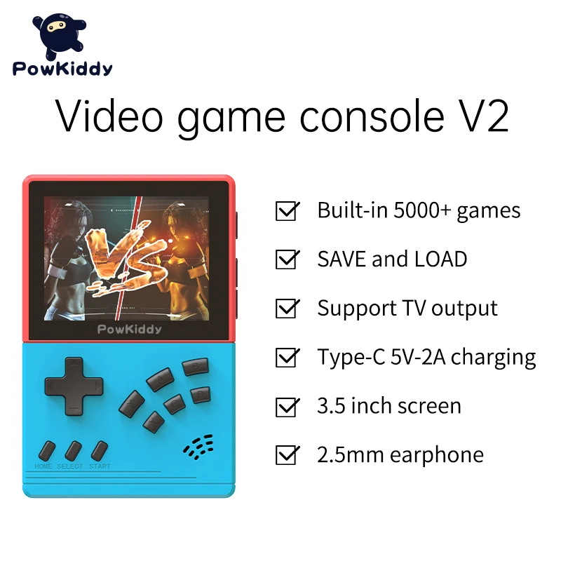 Официальная портативная игровая консоль POWKIDDY V2 3 5 дюйма 32 Гб 17000 Ретро CPS MD игры Av