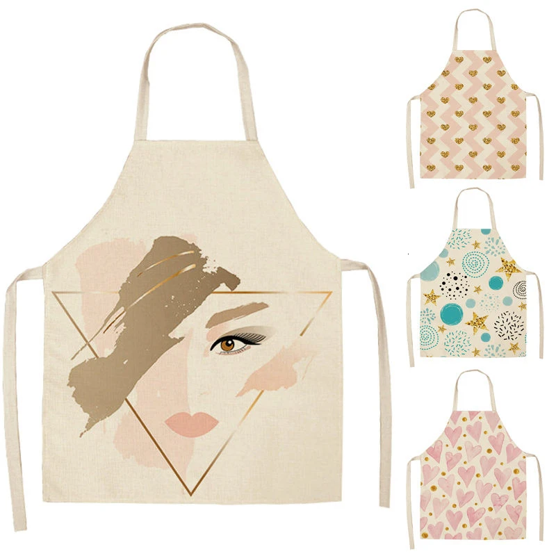 Простые розовые золотые геометрические стильные хлопковые льняные фартуки шеф