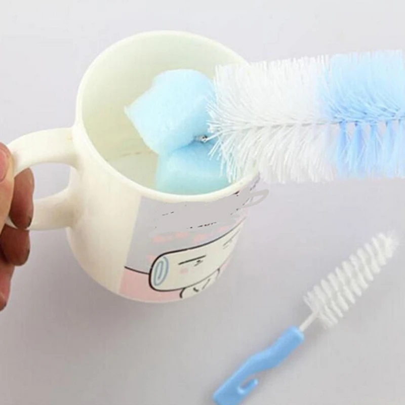 

1Set/2Pcs Baby Milk Bottle Nipple Clean Brush Bottle Brushes Random Color