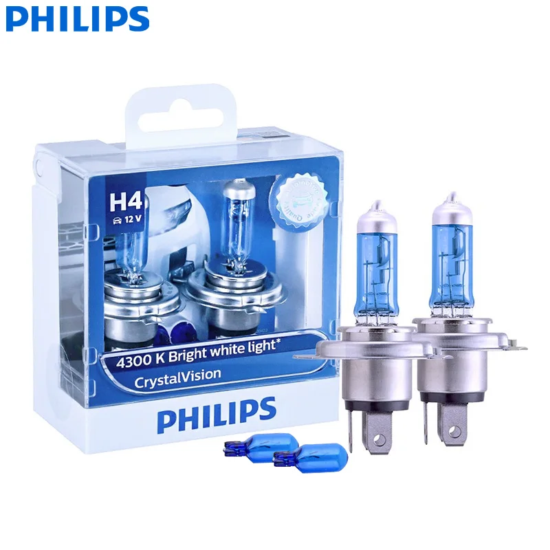 Philips Crystal Vision 9003 HB2 H4 12 в 60/55 Вт P43t 12342CVSM 4300K Ярко белая Автомобильная галогенная фара
