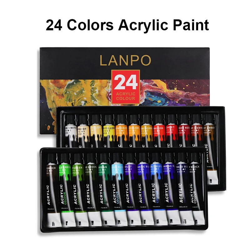 

Professional 24 Colors Aluminum Tube Acrylic Paint Set For Artists Painting