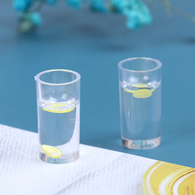 

2pcs Resin 1/12 Dollhouse Miniature Accessories Decoration Mini Lemon Water Cup Simulation Lemonade Cup Drink Pearl Milk Tea Toy