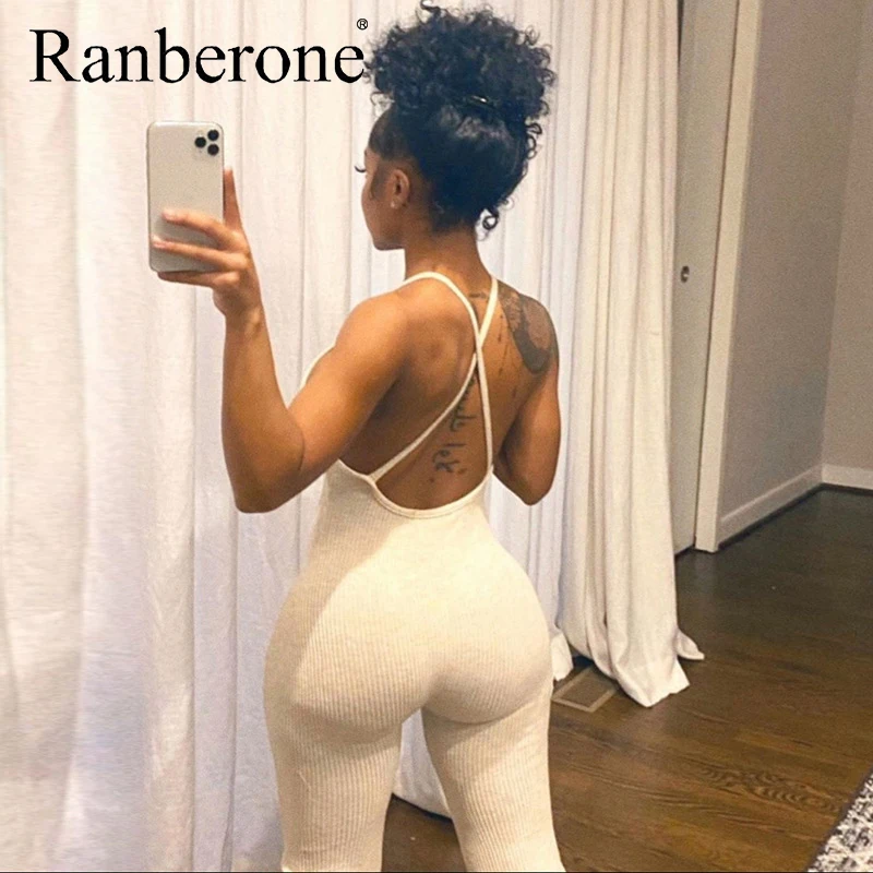 Женский сексуальный комбинезон Ranberone спортивный костюм для йоги без рукавов с