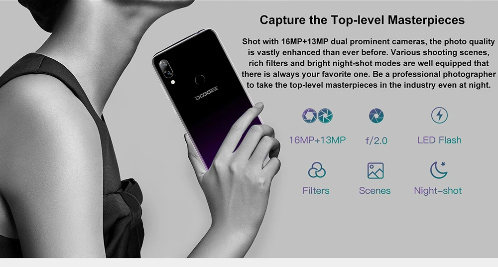 DOOGEE N10 мобильный телефон 19:9 дисплей 16 МП фронтальная камера Восьмиядерный Dual SIM 3 ГБ 32 ГБ 5,84 ''FHD+ 3360 мАч Android 8,1 4G LTE телефон