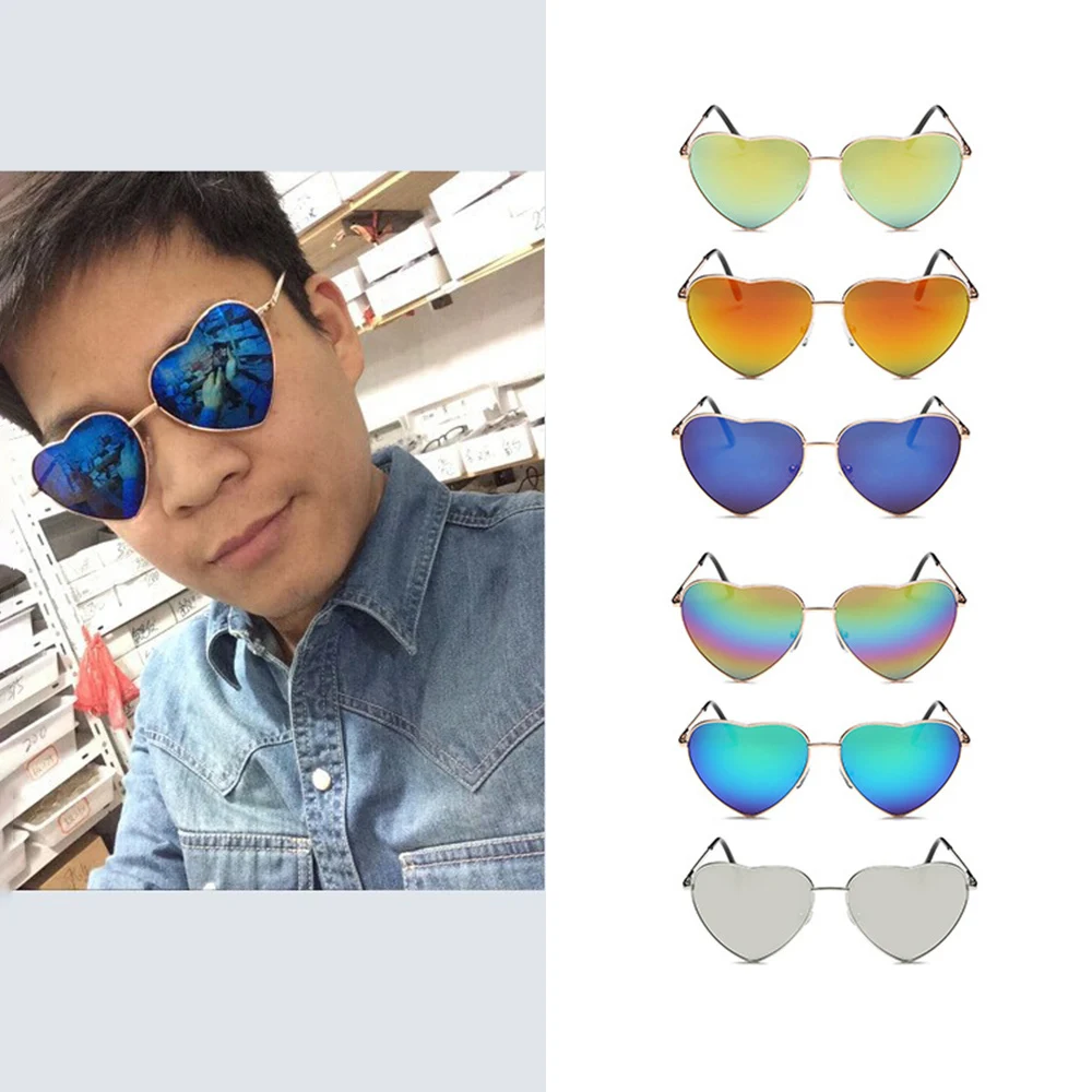 

New 2021 Heart Shaped Sunglasses Retro Metal Women Fashion Rimless Love Clear Ocean Lenses Sun Glasses Uv400 Eyewear