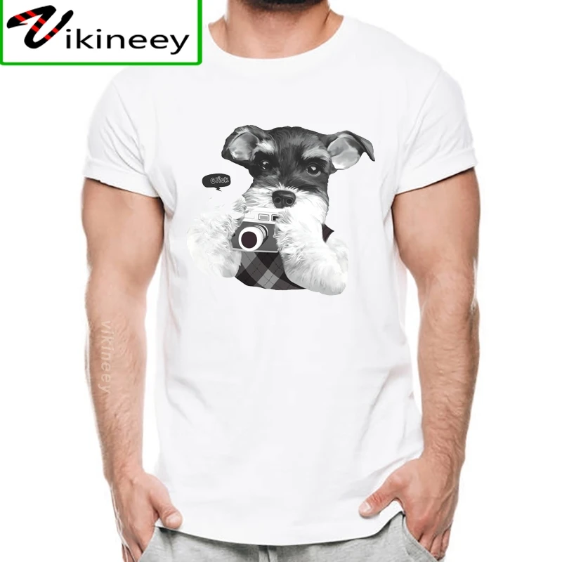 

Schnauzer dog dream T shirt men Funny tee Schnauzer with Camera shirt Fashion brand top tees 2020 new summer gift top tees