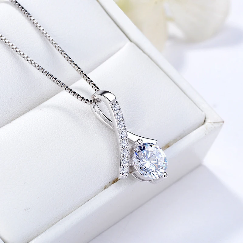 Новая мода форма цветка циркон кулон ожерелье стерлингового серебра 925 пробы