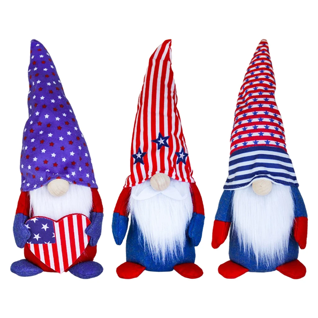 

4th of July Decor Patriotic Gnome Plush Doll Bedroom Shelf Ornaments Memorial Day Decorations