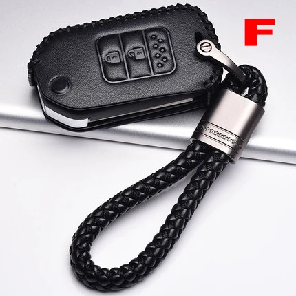 F Black line Авто кожаный чехол для ключа для автомобиля пульт дистанционного управления 2 3 4 кнопки для honda civic HRV CRV Accord Fit forza spirior freed - Название цвета: F Black line