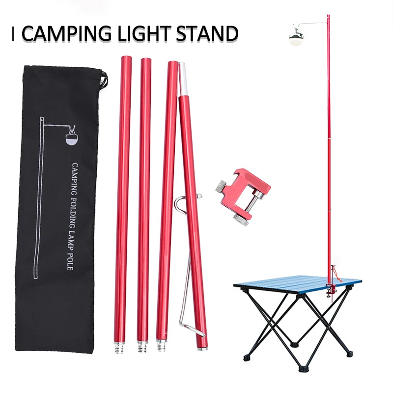 

Outdoor Camping Lantern Holder Huntings Hiking Folding Lamp Post Pole Kit Hanging Light Fixing Stand Camping Equipment