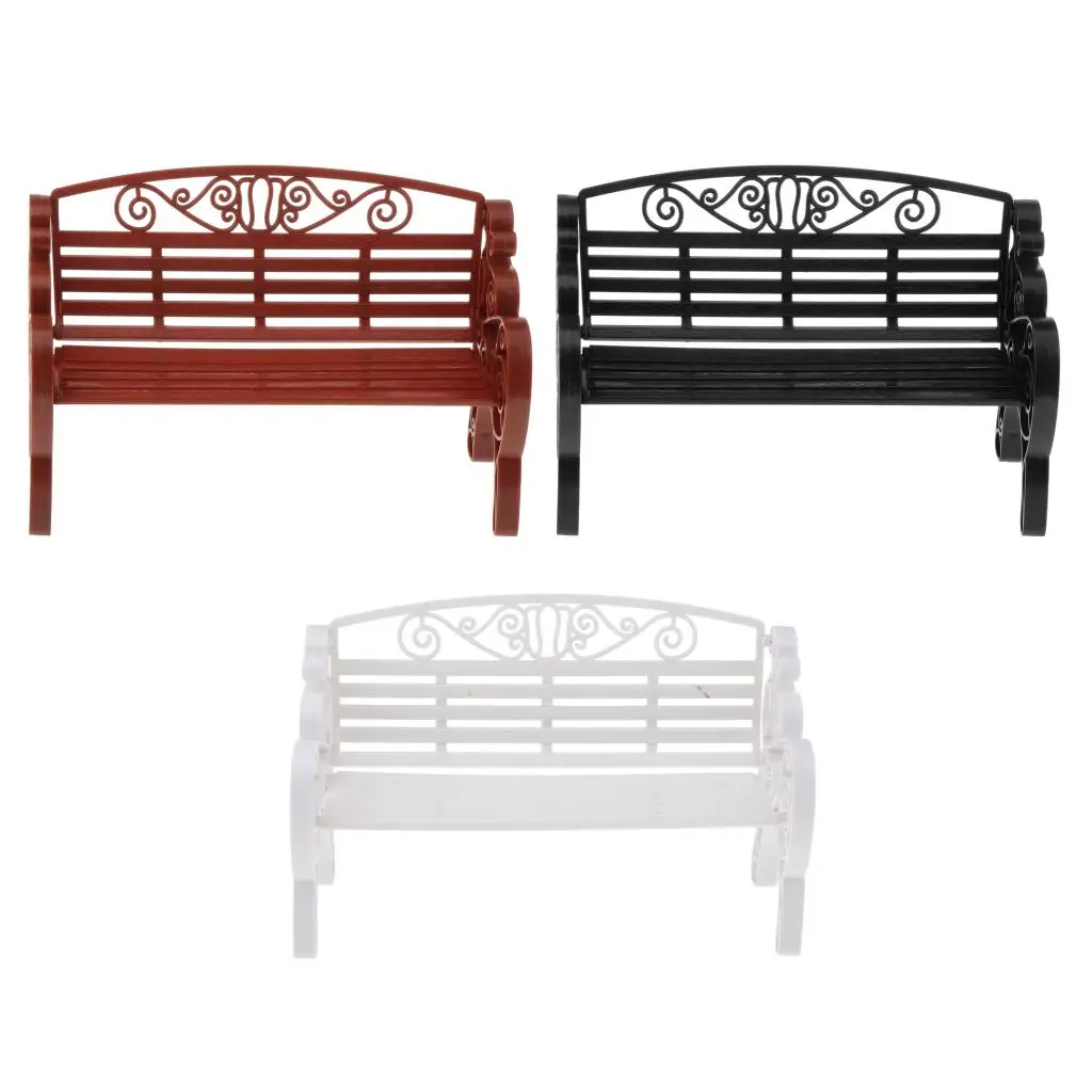 

Mini Garden Furniture Long Park Bench Garden Bench Model for 1/6 Dollhouse Garden Decoration