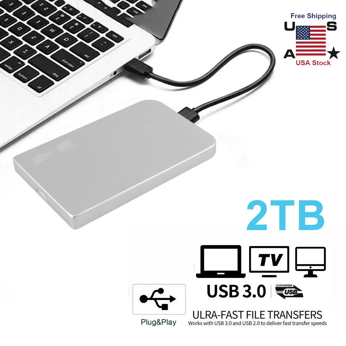 

Wholesale New Hot 2021 2tb Usb 3.0 Portable 2.5" External Hard Drive Disk Ultra Slim For Laptop Windows Usb 3.0 Cable Connector